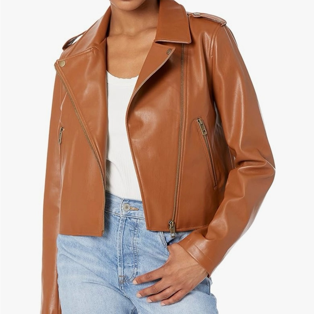The Drop Women's Heather Faux Leather Moto Jacket